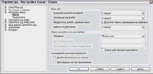 Изменение локальных и языковых настроек