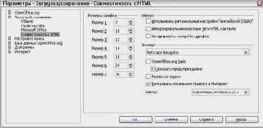 Параметры Загрузка/Сохранение – Совместимость с HTML