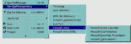 Подготовка почтового сообщения с помощью других приложений Microsoft Office