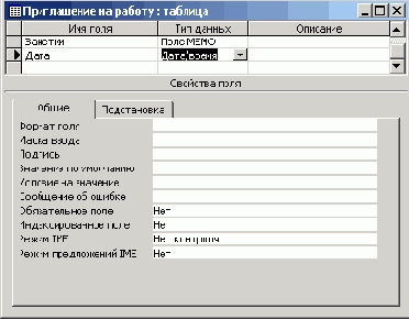 Параметры поля